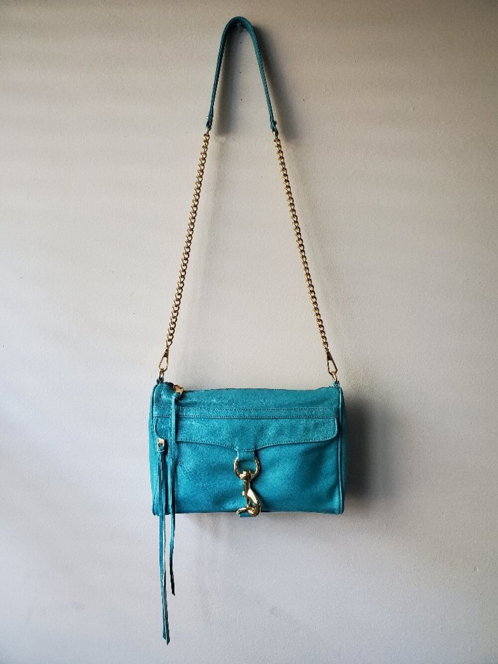 Rebecca Minkoff Full Size M.A.C. Leather Crossbody Bag Turquoise Gold